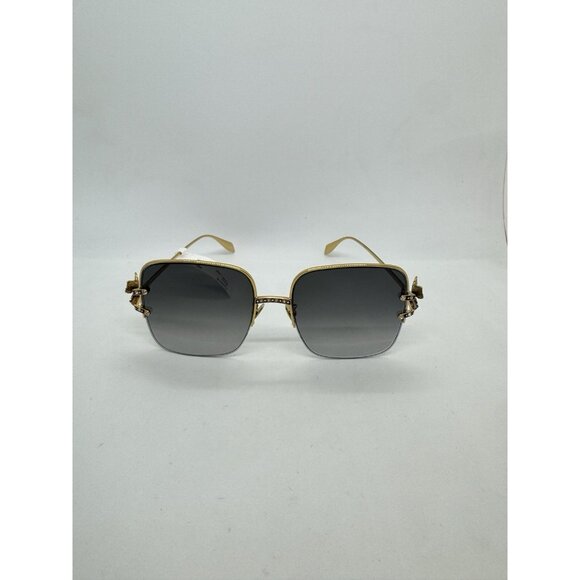 ALEXANDER MCQUEEN square women's sunglasses + hard case 57mm AM0371S Gold/Gray - Picture 4 of 13